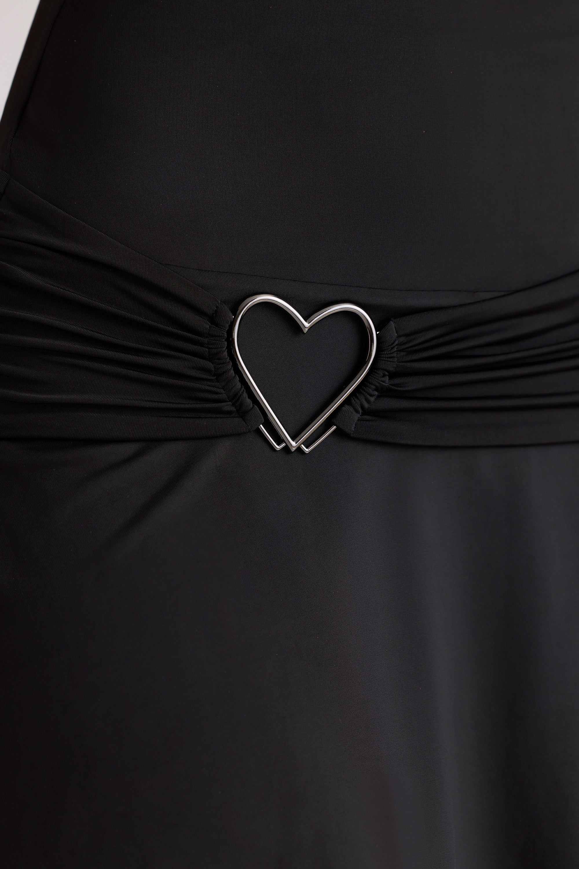 Heart Detail Cowl Neck Mini Dress in Black