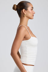 Modal Ruched Layered Tank Top in White