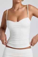 Modal Ruched Layered Tank Top in White