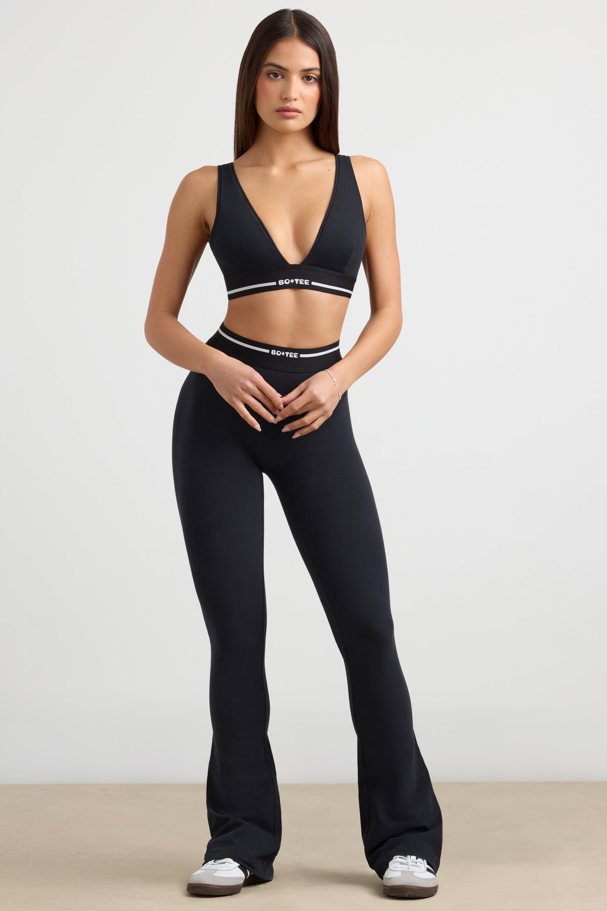 High-Waist Kick Flare Trousers in Black